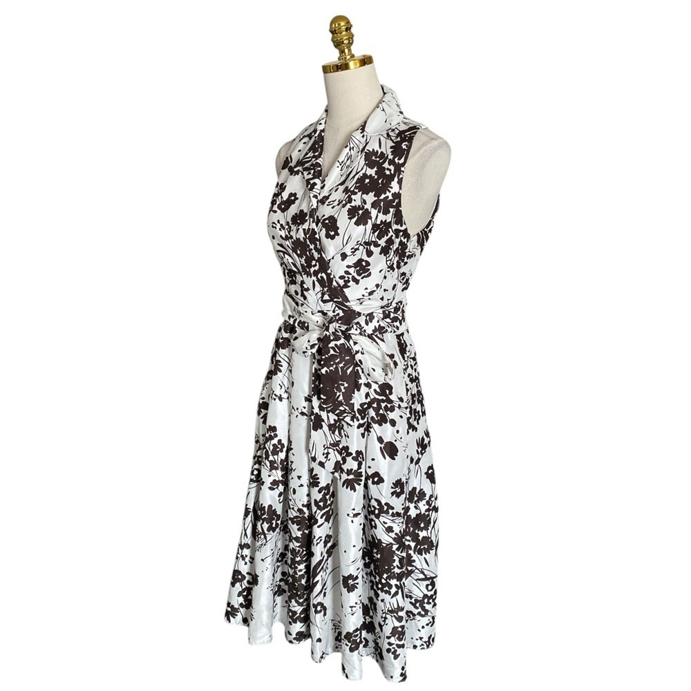 Dressbarn Women’s Fit & Flare Floral Pleated Sleeveless Collared Midi Dress Sz 4 - Picture 6 of 12